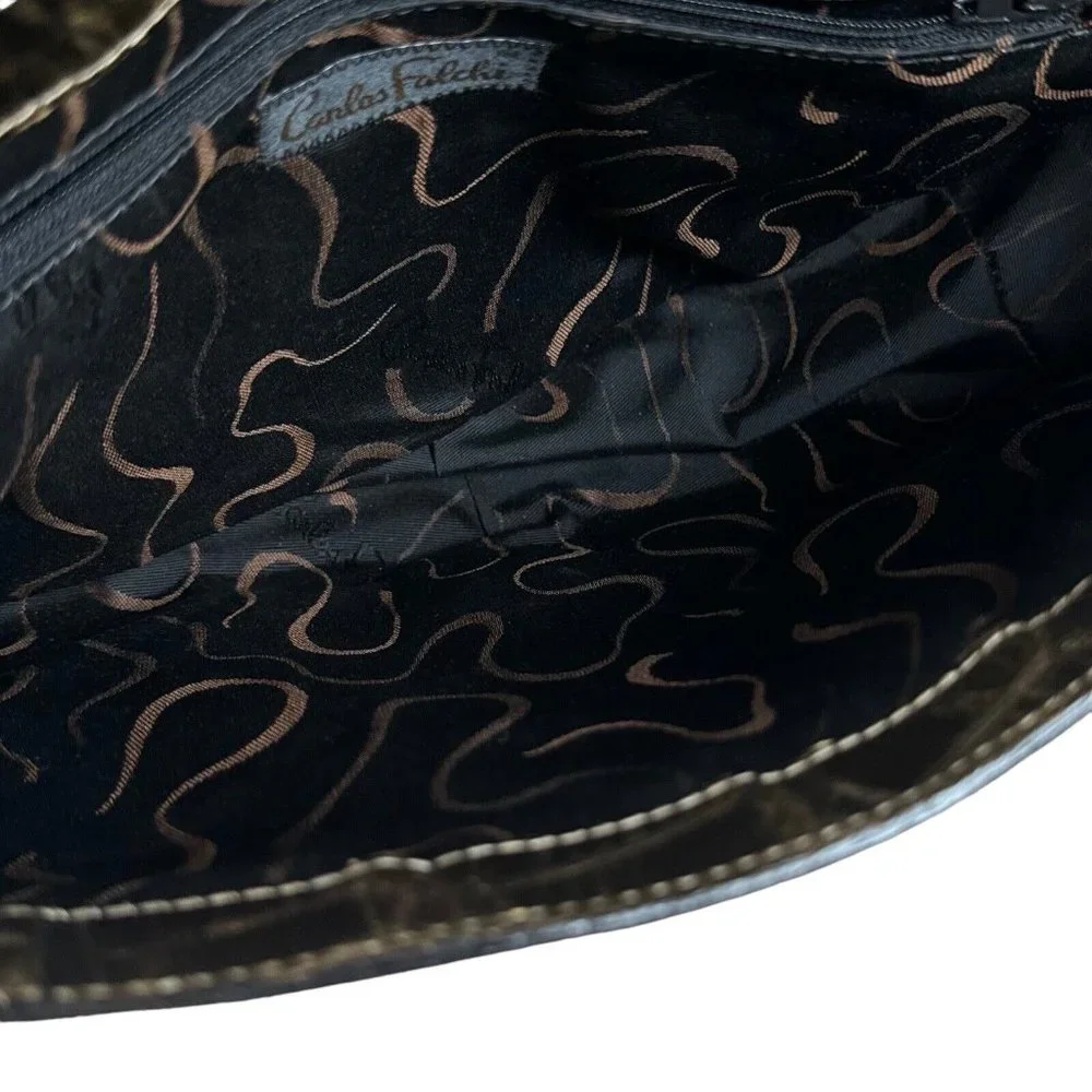 Carlos Falchi Exotic Genuine Alligator Crocodile Handmade Shoulder /‎ Saddle Bag